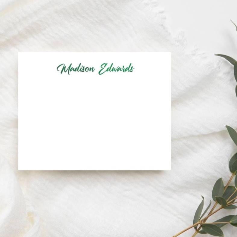 Watercolor Lettering Personalized Stationery Cards, Set of 12
