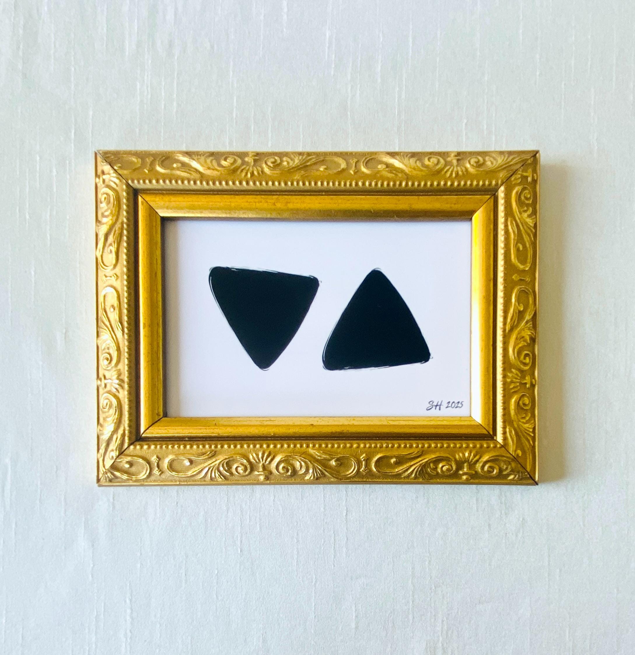 Modern Abstract Art Print in Vintage Gold Frame