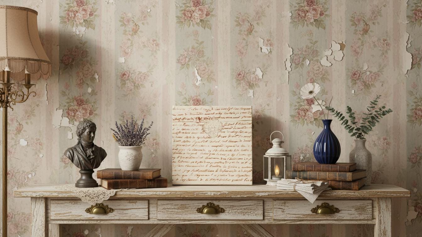 French Script Art Print 8x8 – Vintage Parisian Typography Wall Art, Neutral Antique Style Decor