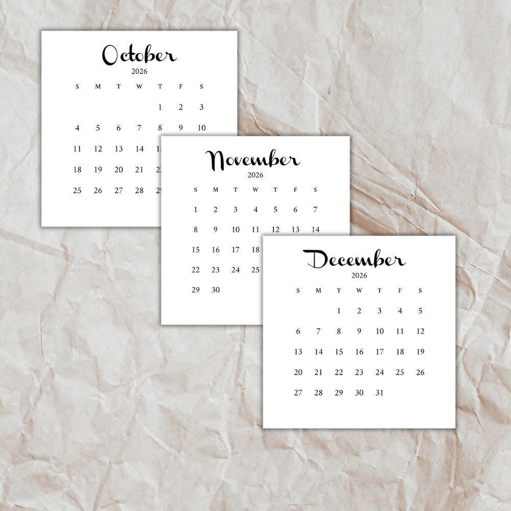 2026 Desk Calendar, Minimalist Calendar Set