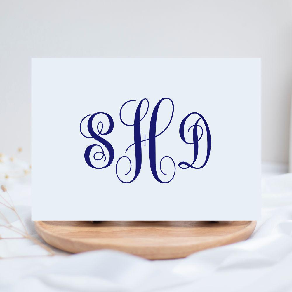 Monogram Folded Notecards, Personalized Notecards