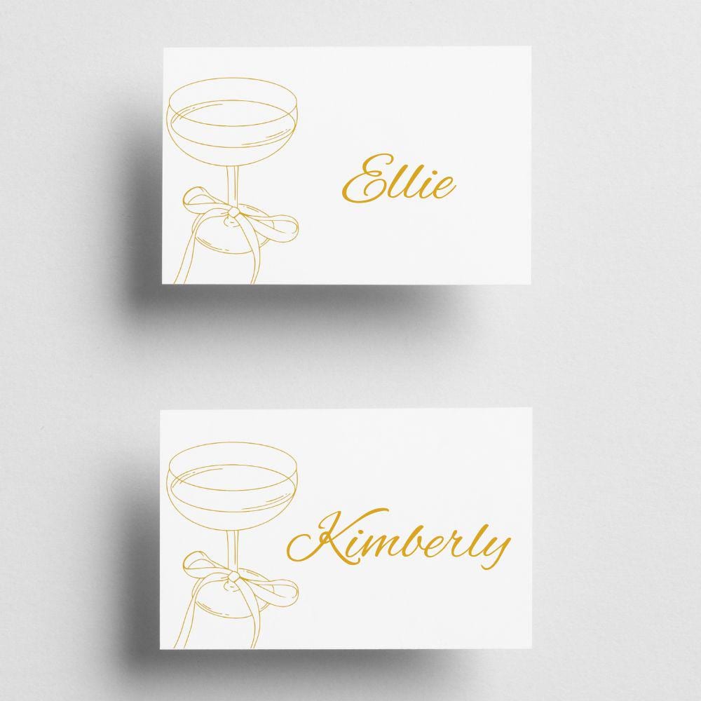 Mini Note Cards, Champagne Coup - Mini Note Cards, Whimsical Place Cards, Set of 20