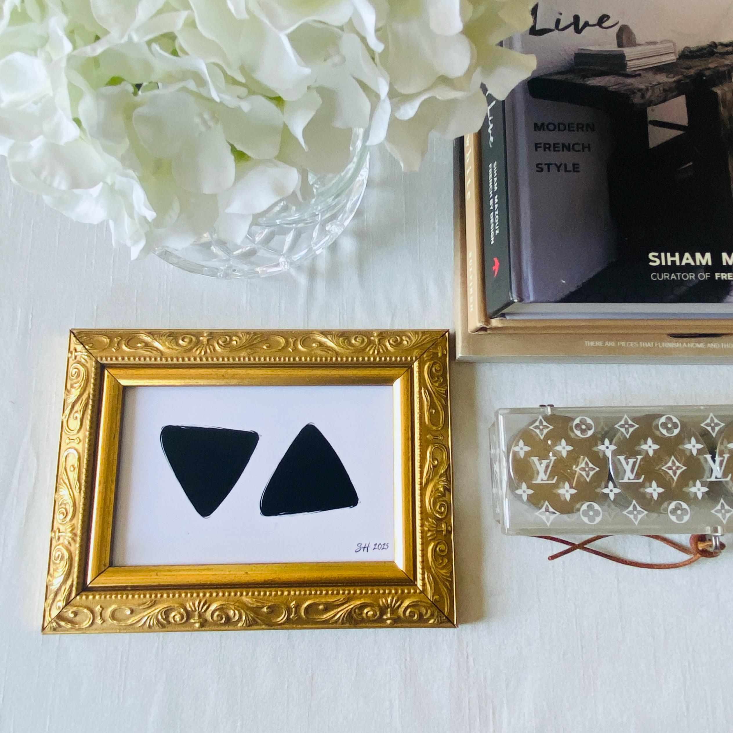 Modern Abstract Art Print in Vintage Gold Frame