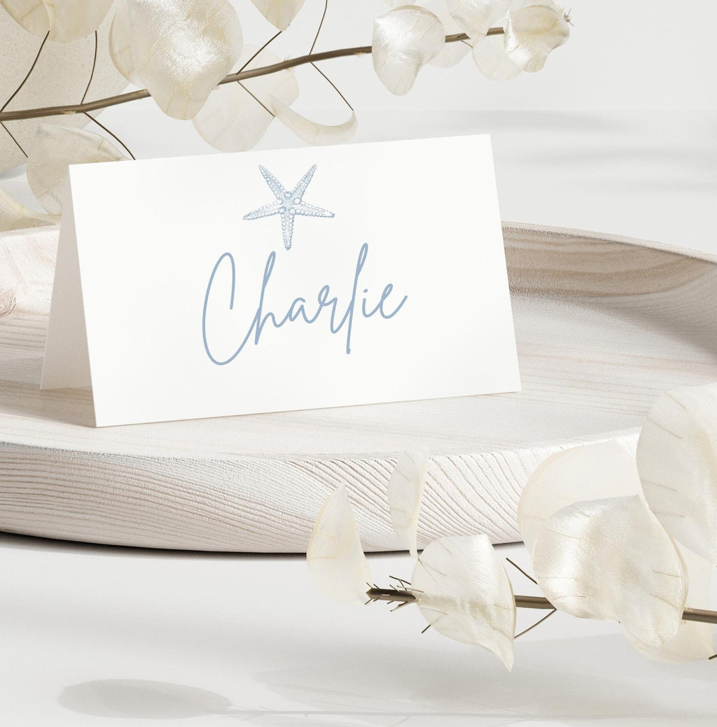 Dusty Blue Starfish Place Cards