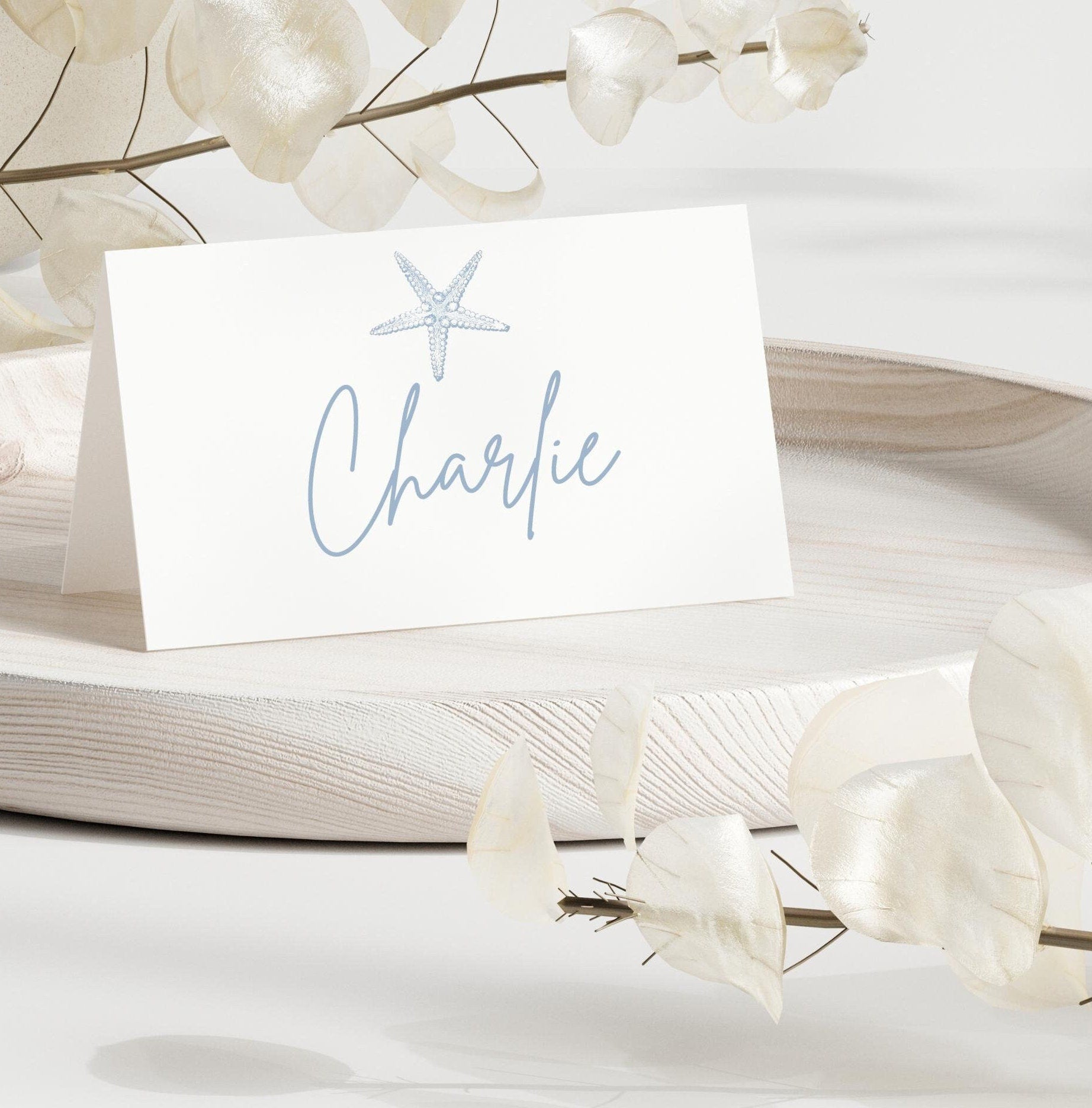 Dusty Blue Starfish Place Cards