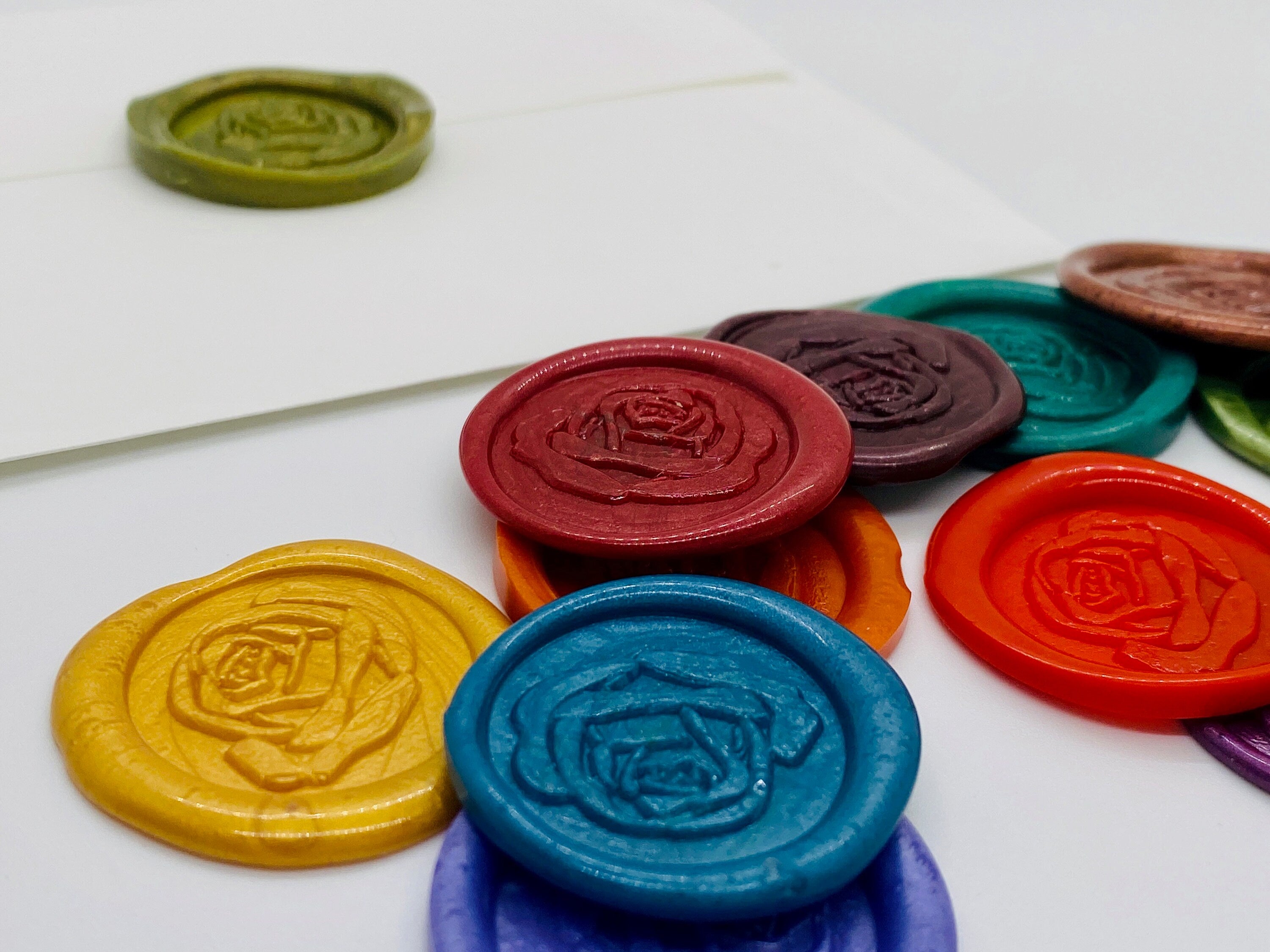 Rose Motif Wax Seal Stickers: Self-Adhesive, Assorted Colors