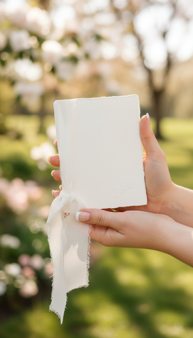 Ivory Wedding Vow Books with Deckle Edges – Set of 2 | Handmade Ceremony Keepsake Journals