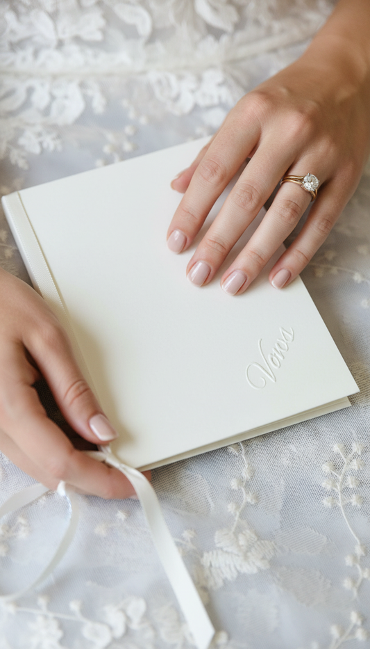 Wedding Vow Books Set of 2 Ivory — Embossed Minimalist Ceremony Keepsake